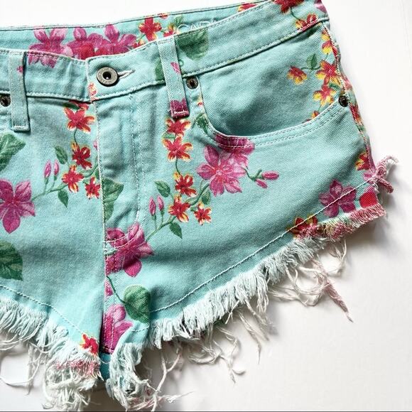 LF Carmar Festival Shorts Size 27 Floral Cheeky Distressed Teal Pink - Picture 6 of 13